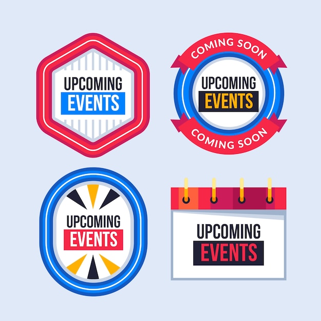 Premium Vector | Flat design upcoming events badges