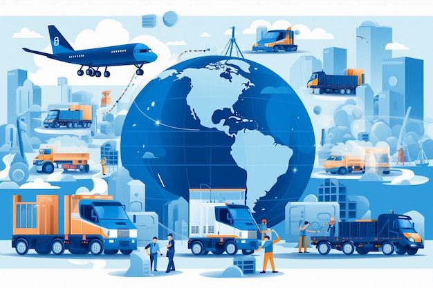 Flat Illustration of Global Logistics and Transportation | Premium AI ...