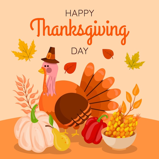 Premium Vector | Flat illustration for thanksgiving day celebration