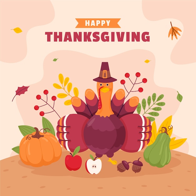 Premium Vector | Flat illustration for thanksgiving day celebration