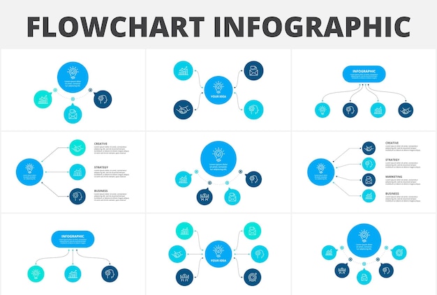 Premium Vector | Flowchart infographic set Illustration for data ...