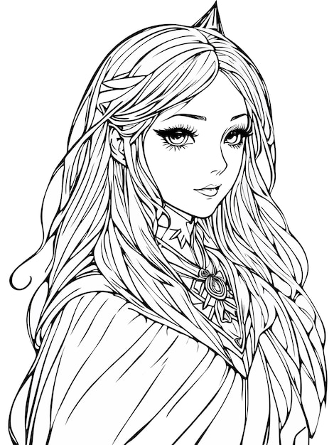 Premium Vector | A girl with long hair and a long hair.