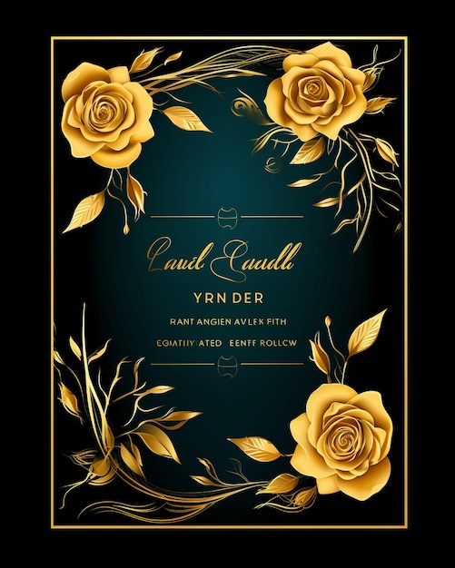 Premium Vector | Gold Roses on Black Wedding Invitation Card