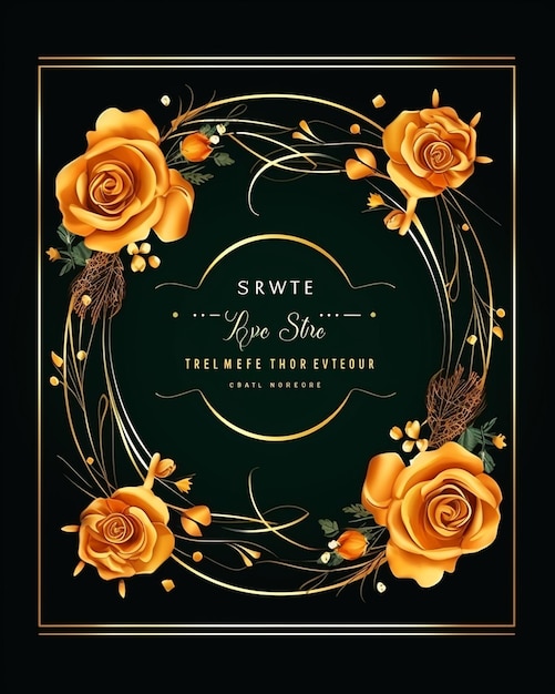 Premium Vector | Gold Roses on Black Wedding Invitation Card