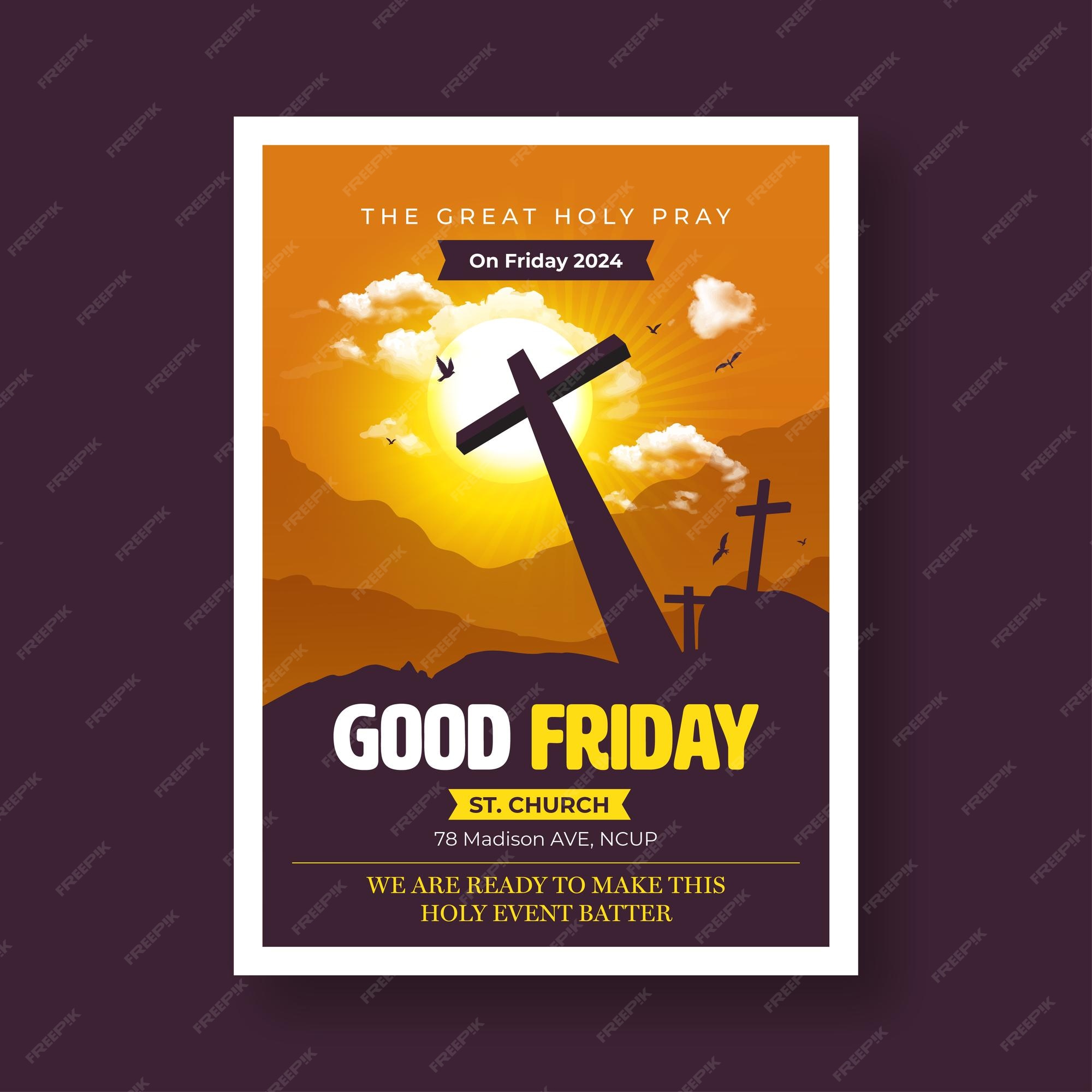 Premium Vector | Good Friday or Easter Day Vector Poster Design Template