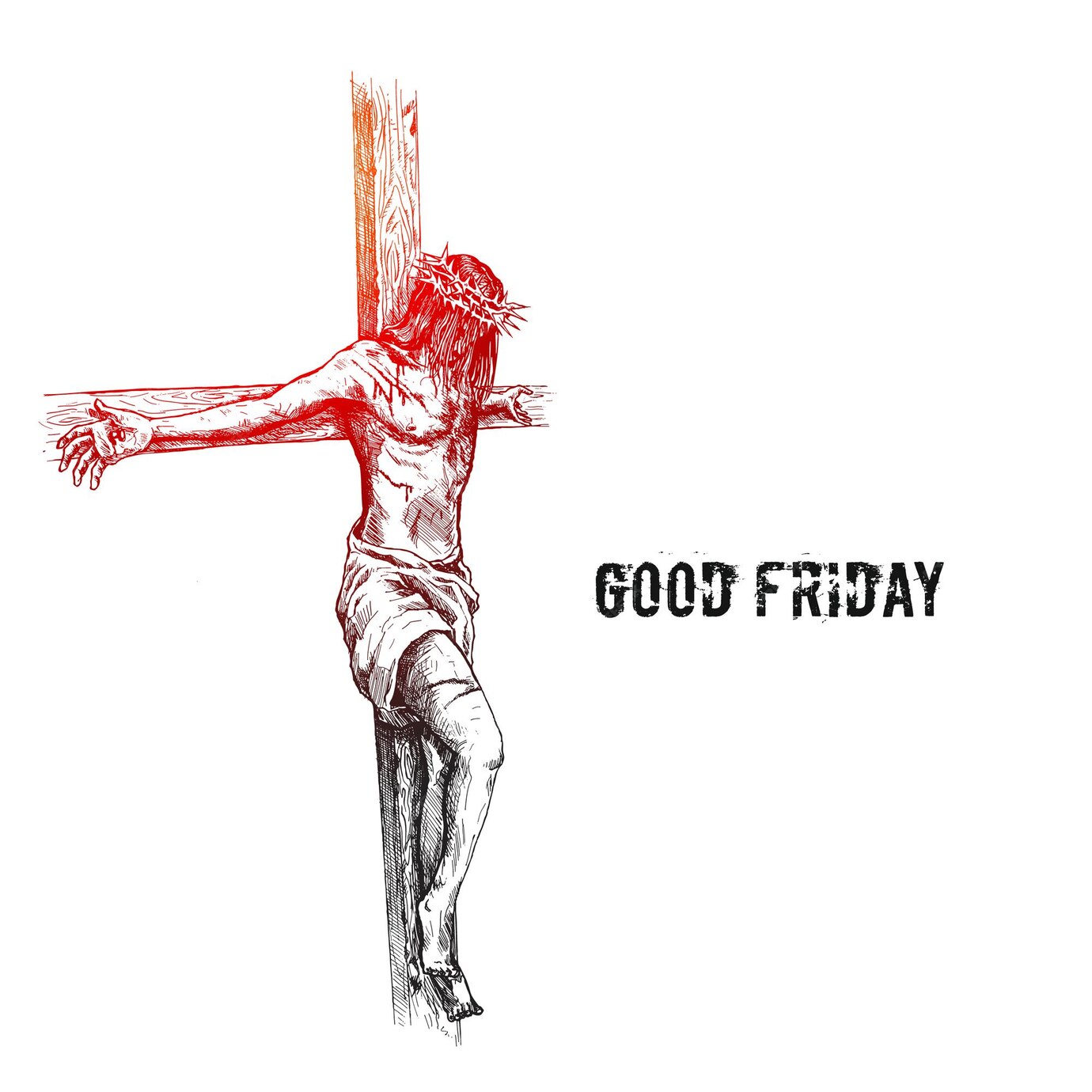 Premium Vector | Good friday and easter jesus on the cross sketch ...