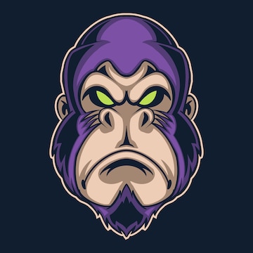 Premium Vector | Gorilla purple logo illustration isolated on dark