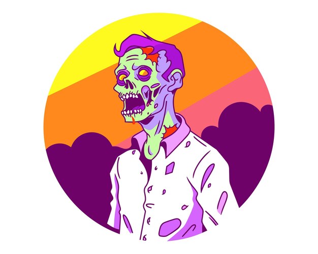 Premium Vector | A graphic illustration of a zombie with silhouette of ...