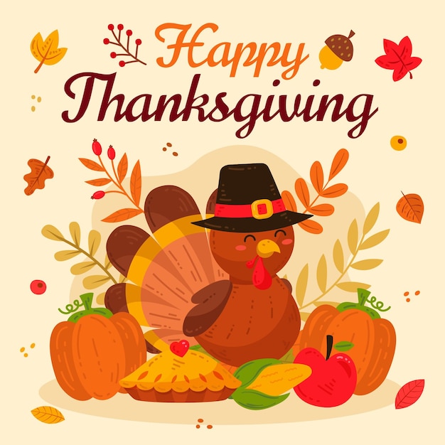 Premium Vector | Hand drawn flat thanksgiving illustration