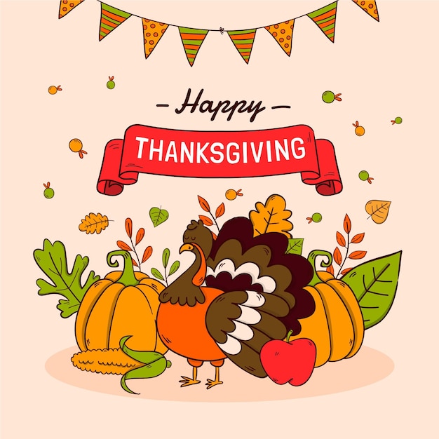 Premium Vector | Thanksgiving background in flat design