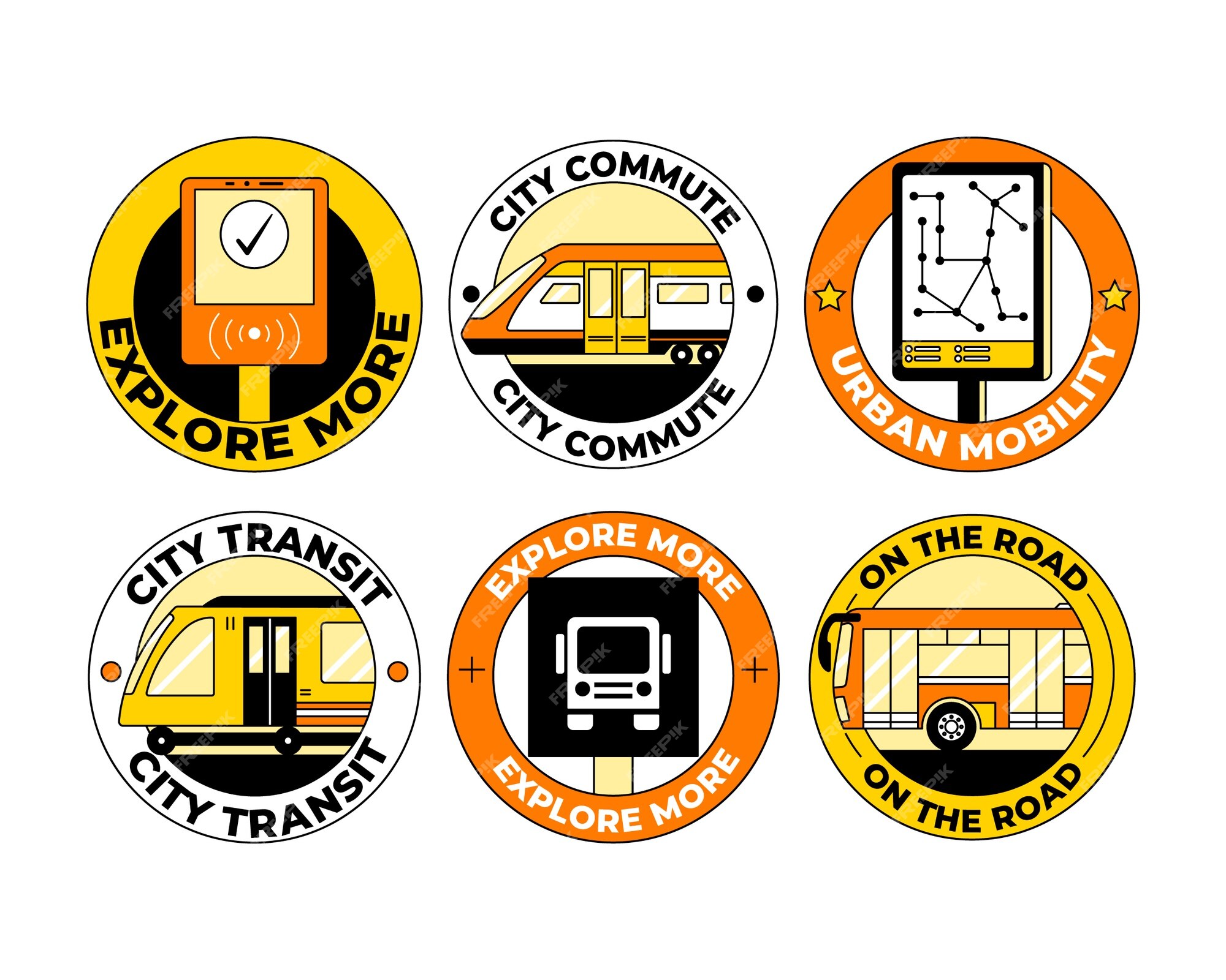 Premium Vector | Hand drawn public transport sticker set