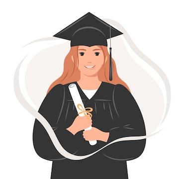 Premium Vector | Happy graduate woman student with a diploma wearing a ...