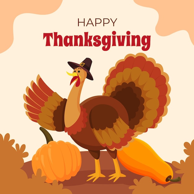 Premium Vector | Happy thanksgiving day with turkey character illustration