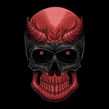 Premium Vector | Head demon skull illustration