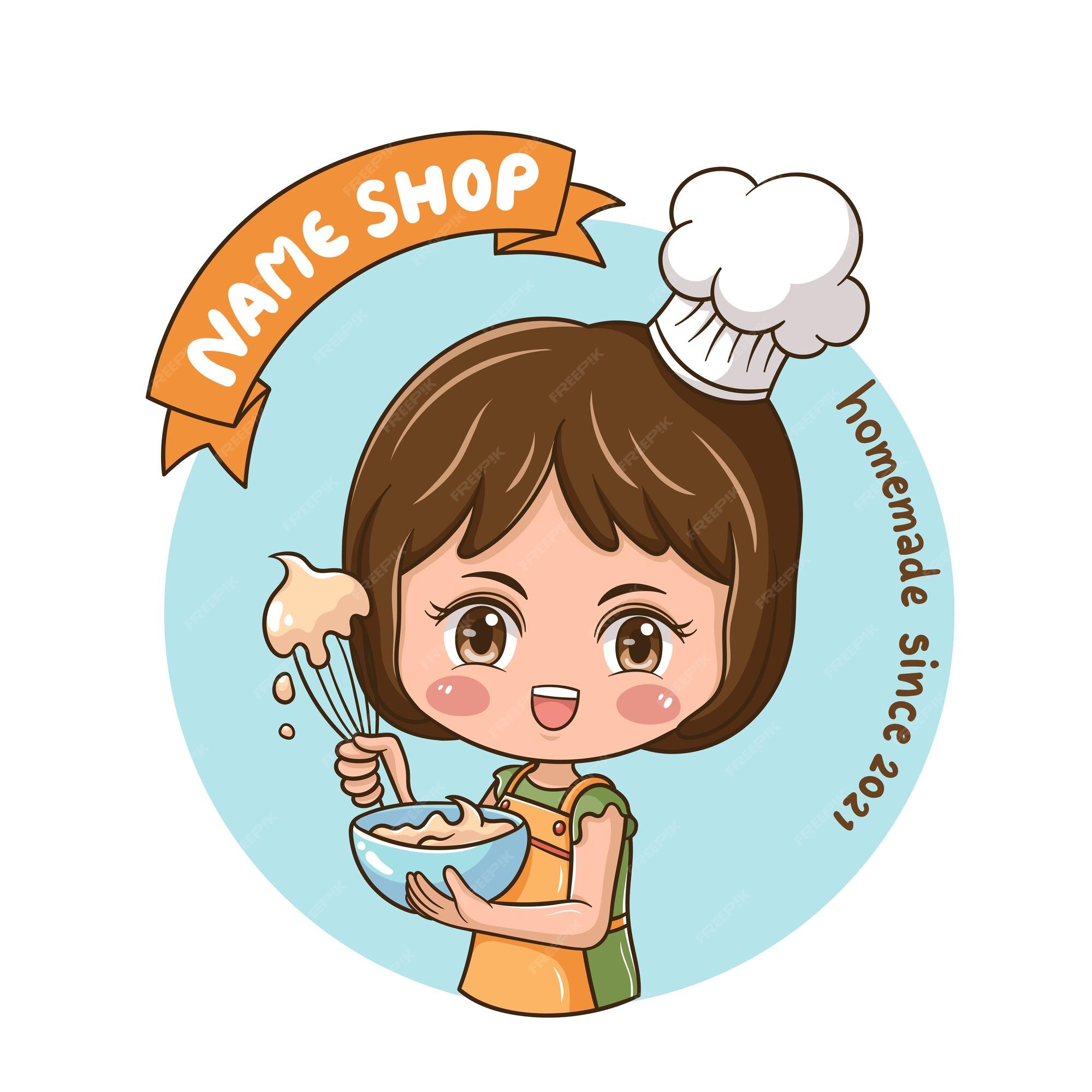 Premium Vector | Illustration of cartoon character female baker