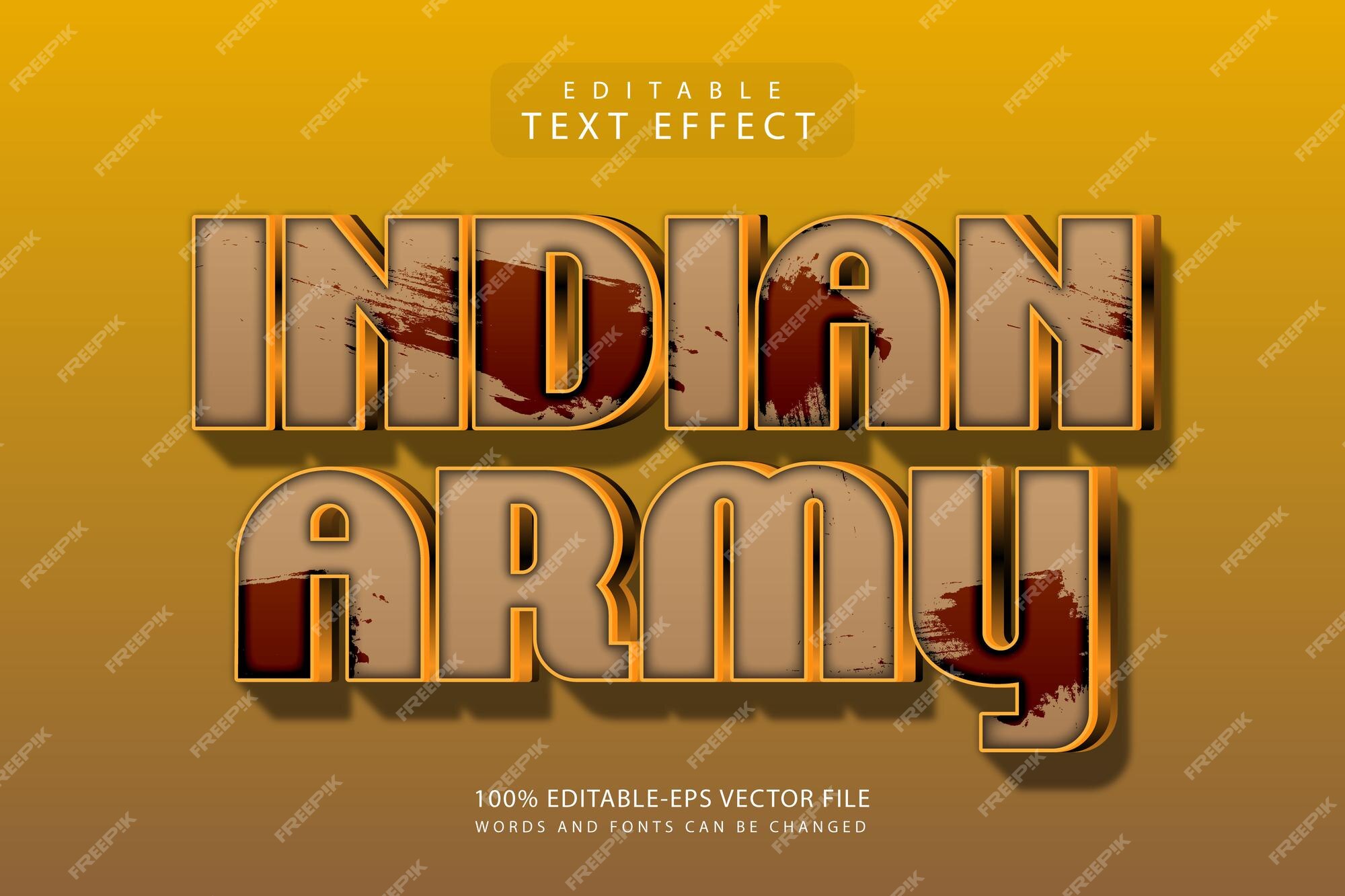 Premium Vector | Indian army editable text effect 3 dimension emboss ...