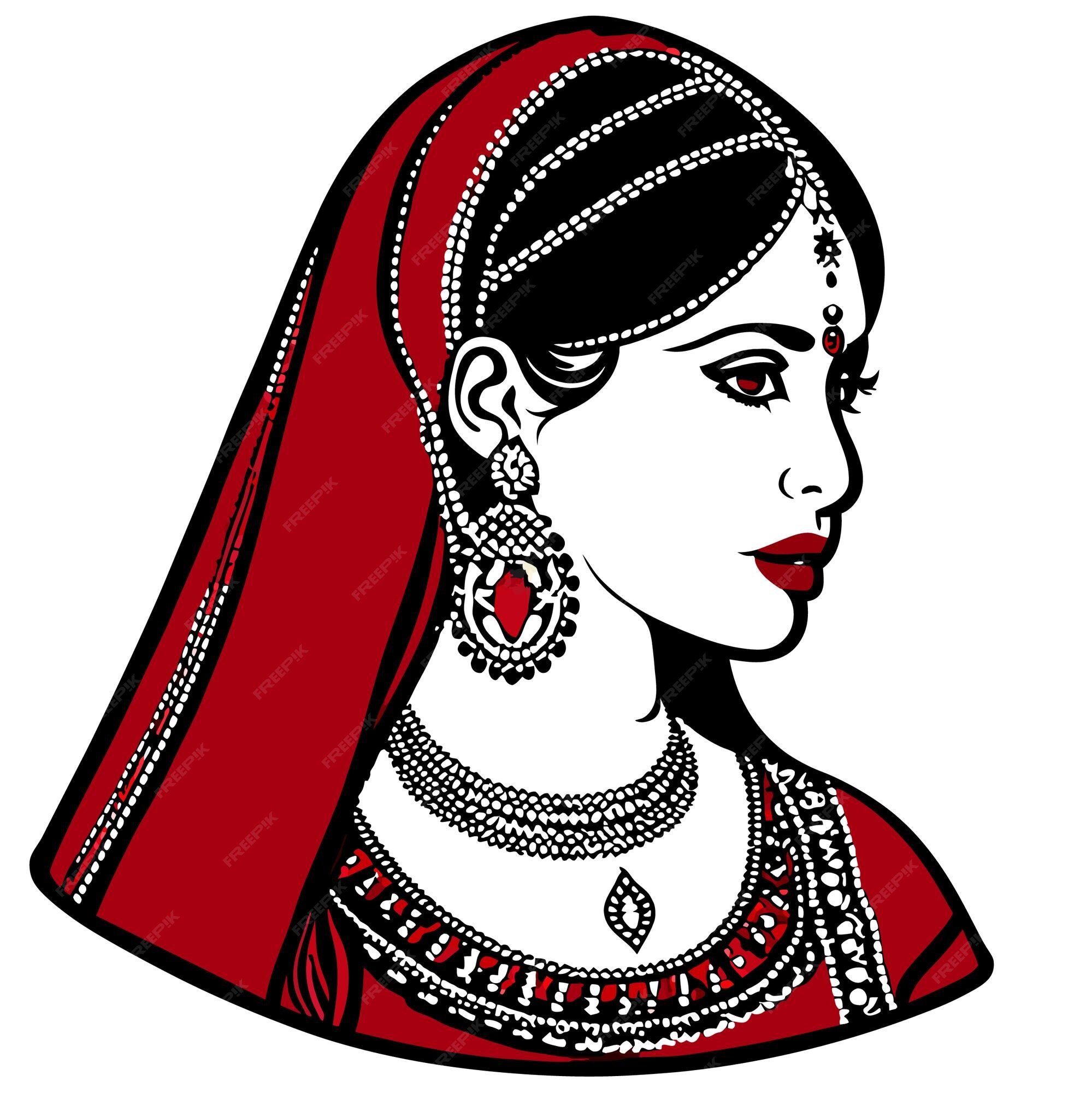 Premium Vector | Indian wedding clip art of bride in traditional ...