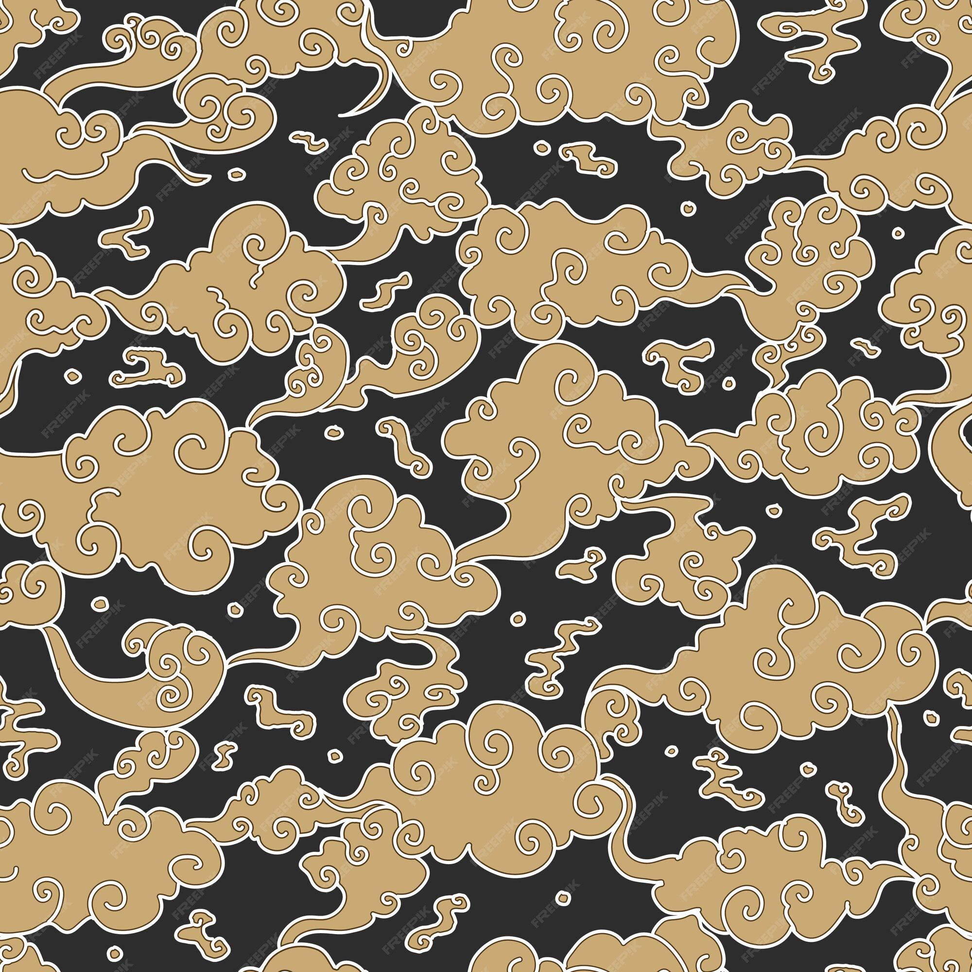 Premium Vector | Japanese style cloud seamless pattern