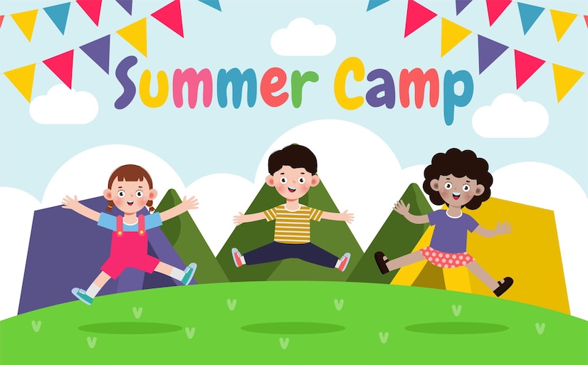 Premium Vector | Kids summer camp banner template background education ...