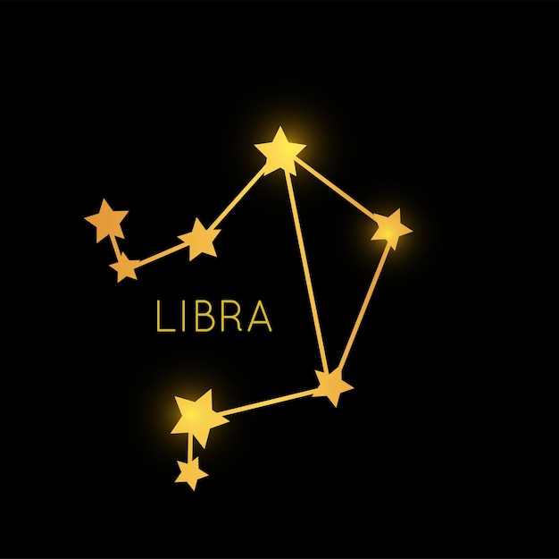 Premium Vector | Libra golden zodiac constellation gold stars sign