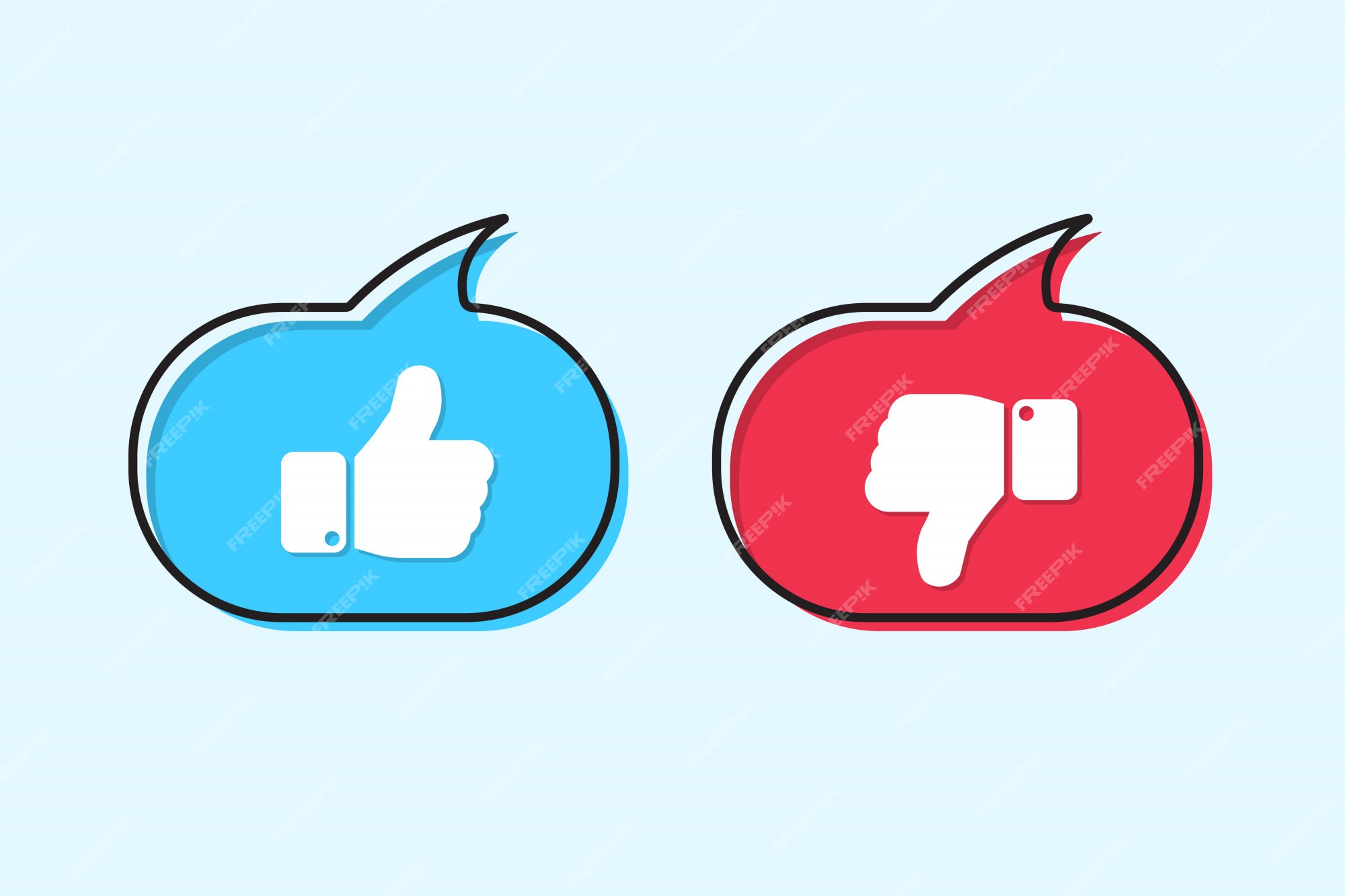 Premium Vector | Like and dislike icons in speech bubble in a flat design