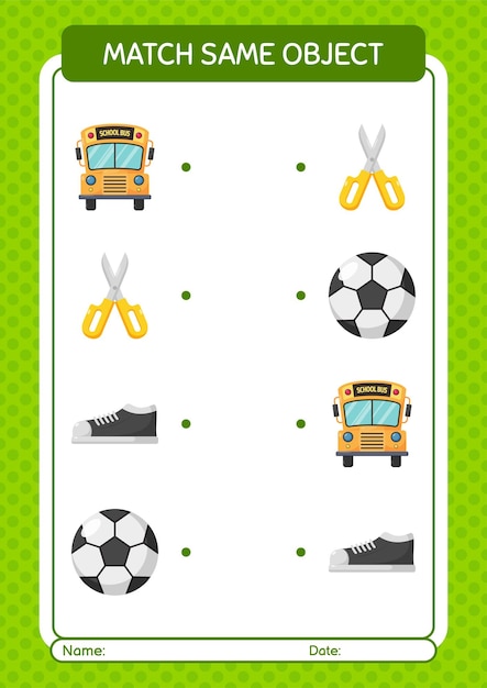 Premium Vector | Match with same object game summer icon worksheet for ...