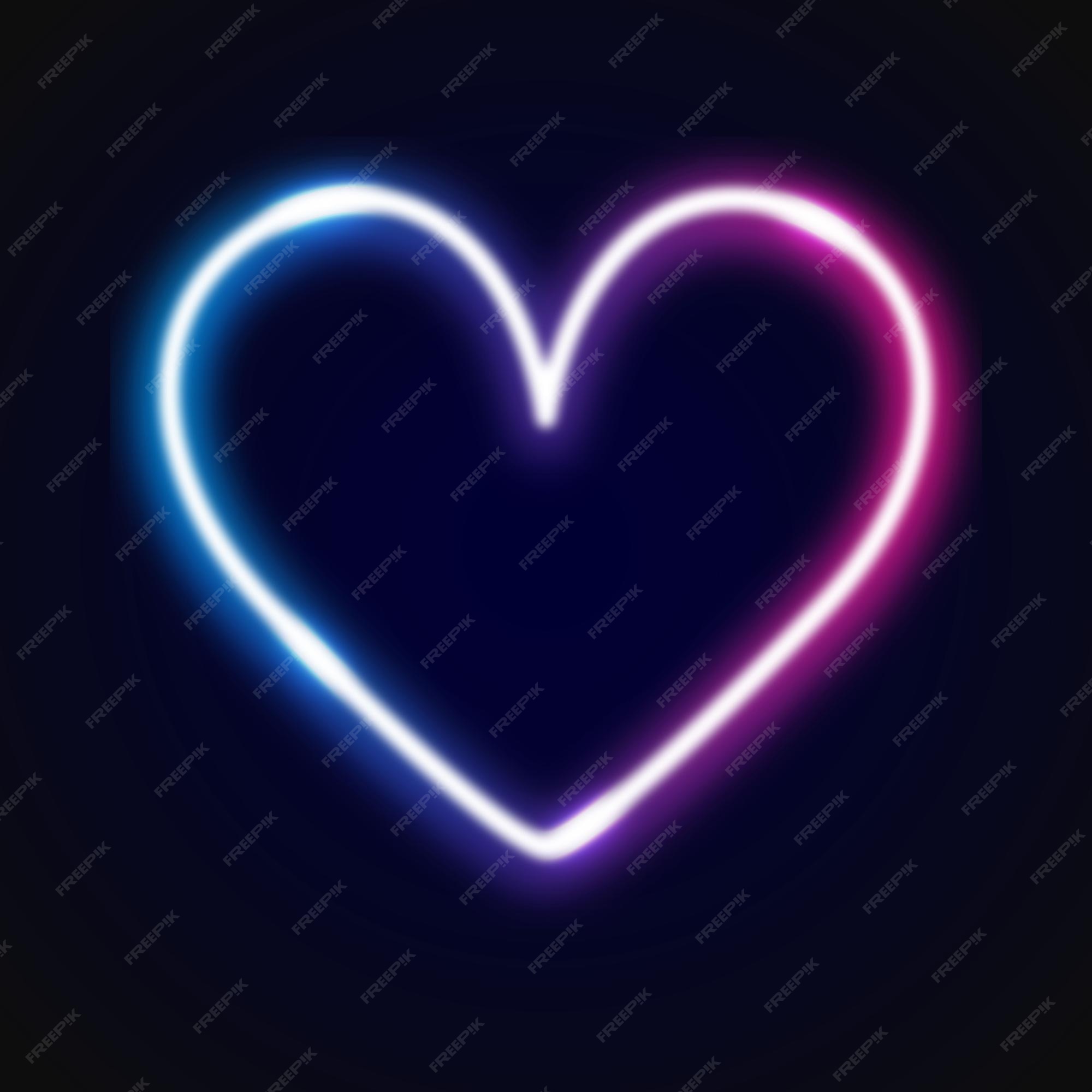 Premium Vector | Neon heart on black background