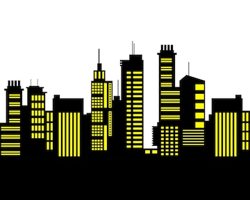 Premium Vector | Night city skyline silhouette illustration