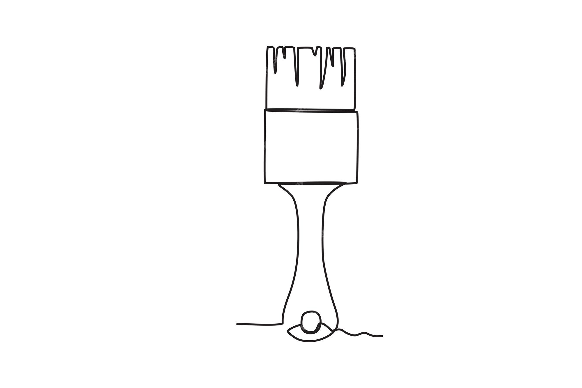 Premium Vector | One continuous line drawing of an paint brush one line ...