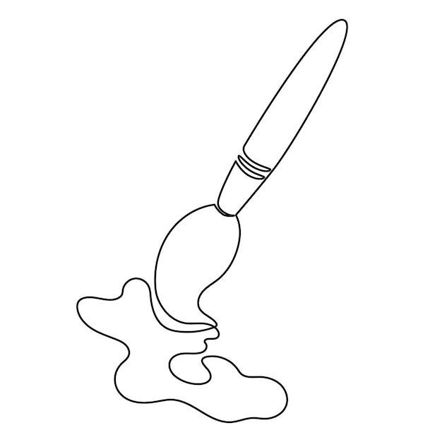 Premium Vector | Paintbrush one line drawing, continuous line art ...