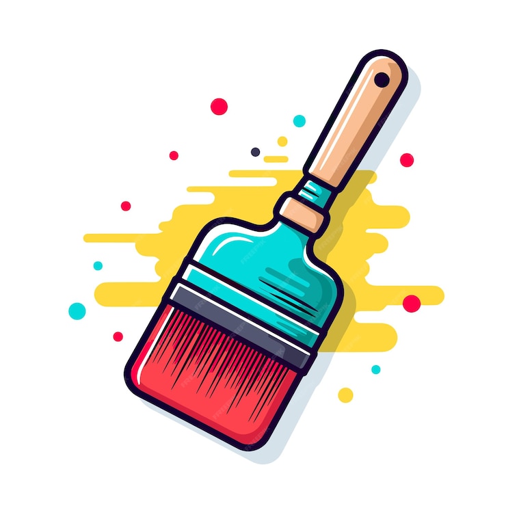 Premium Vector | A painting of a paint brush with a paint brush in the ...