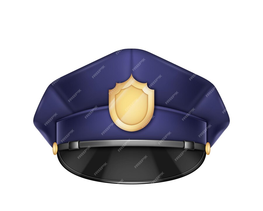 Premium Vector | Policemen cop cap realistic Blue police officer ...