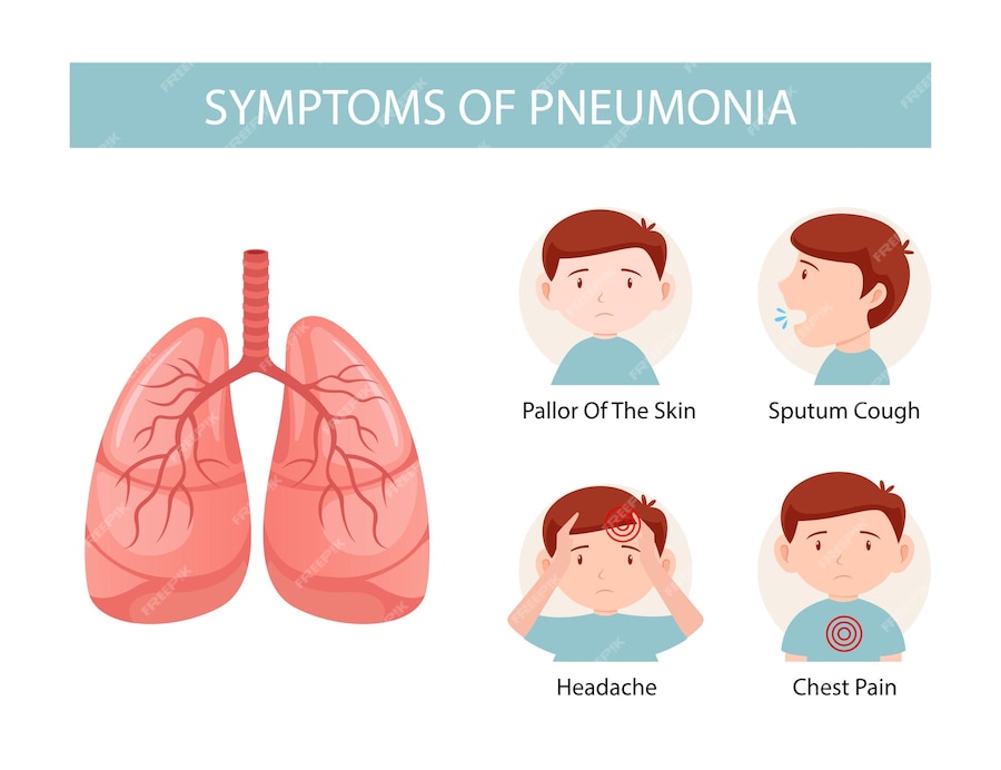 Premium Vector | A poster of symptoms of pneumonia with the symptoms of ...