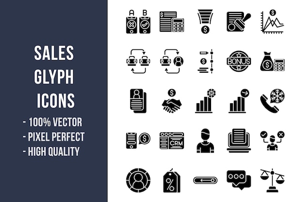 Premium Vector | Sales glyph icons