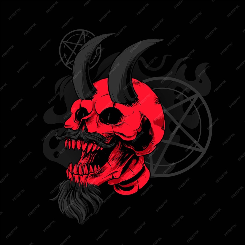 Premium Vector | Satan skull with horn illustration, perfect for t ...