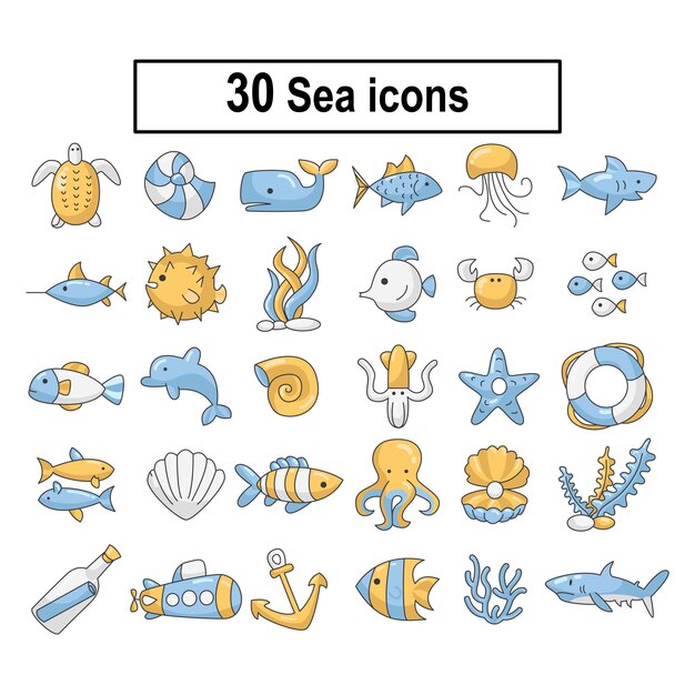 Premium Vector | Sea icons set