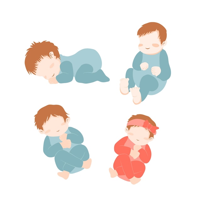 Premium Vector | Set of new born babies