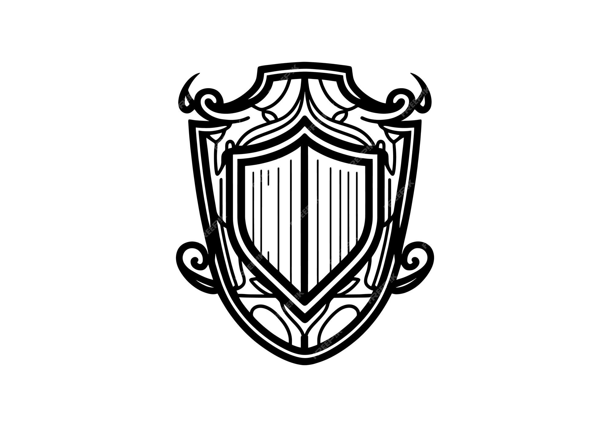 Premium Vector | Shield vector illustration line art illustration badge