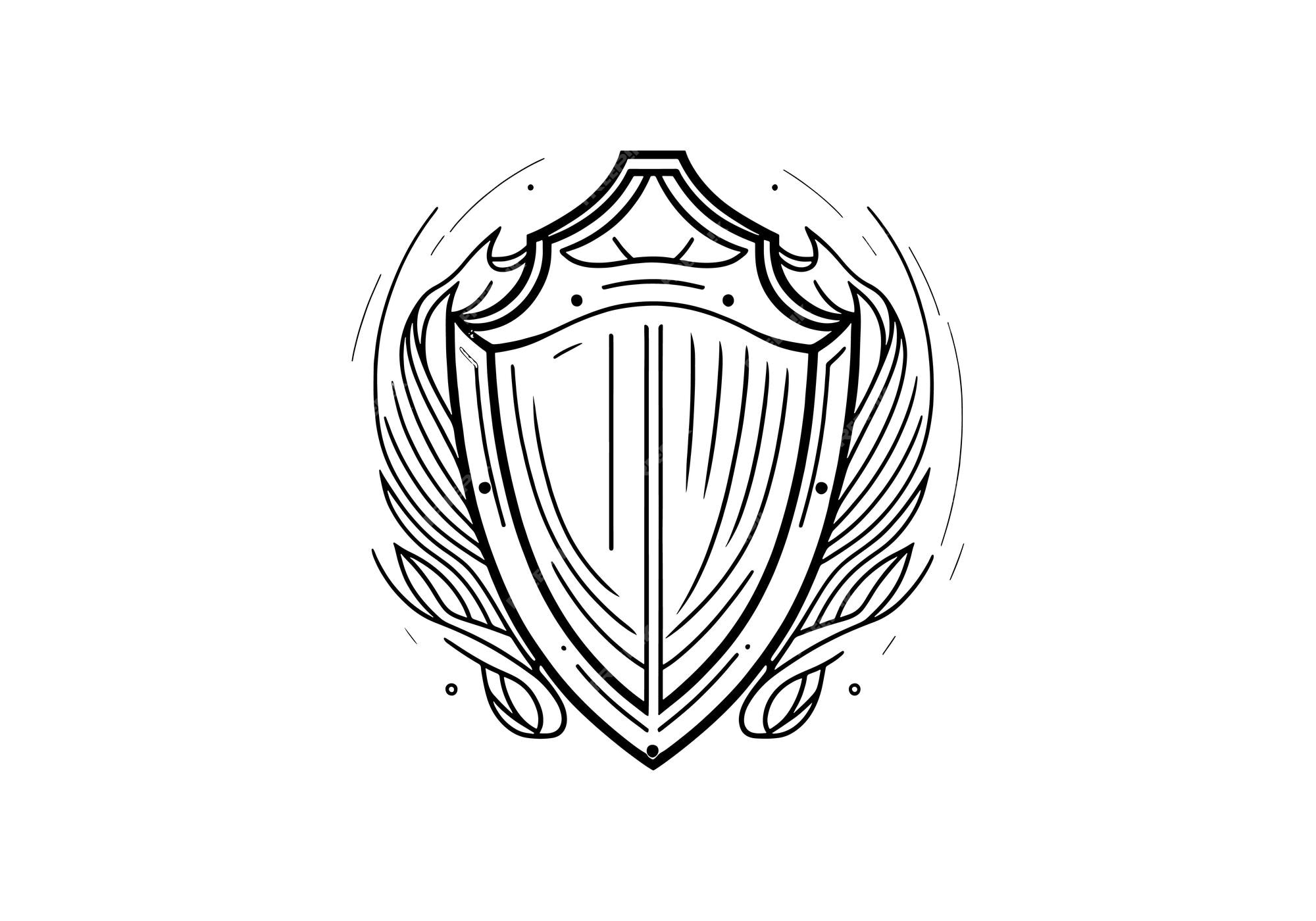 Premium Vector | Shield vector illustration line art illustration badge