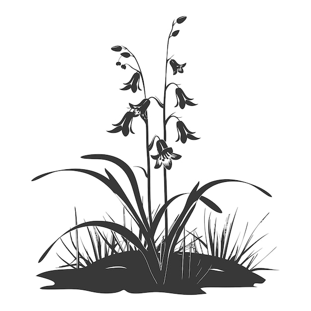 Premium Vector | Silhouette bluebell flower in the ground black color only