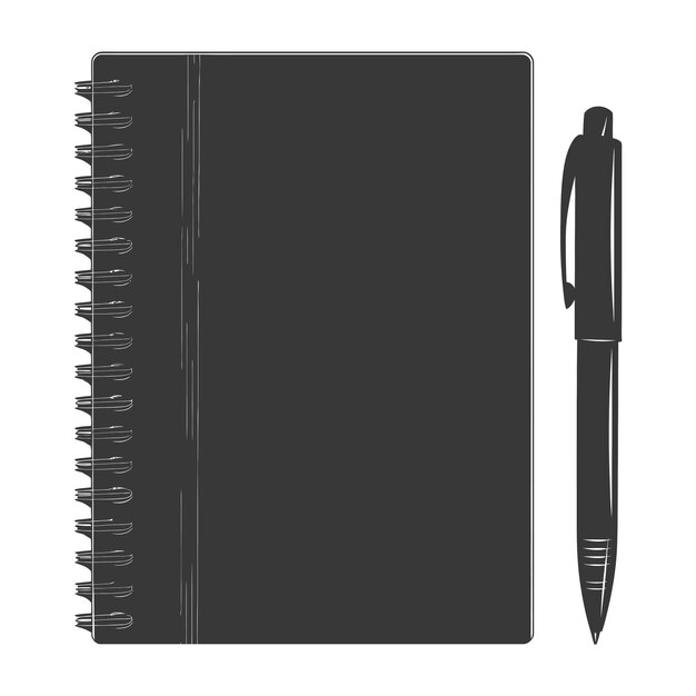 Silhouette notebook and pen black color only | Premium AI-generated vector