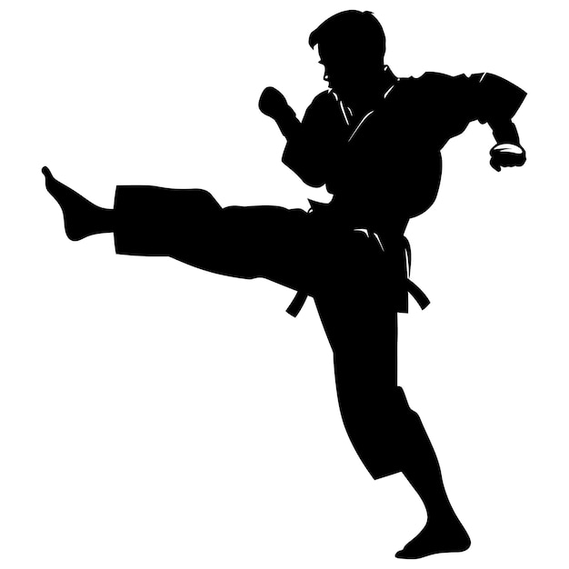 Premium Vector | Silhouette tae kwon do or karate kick full body black ...