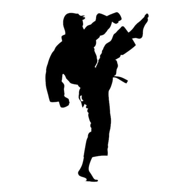 Premium Vector | Silhouette tae kwon do or karate kick full body black ...