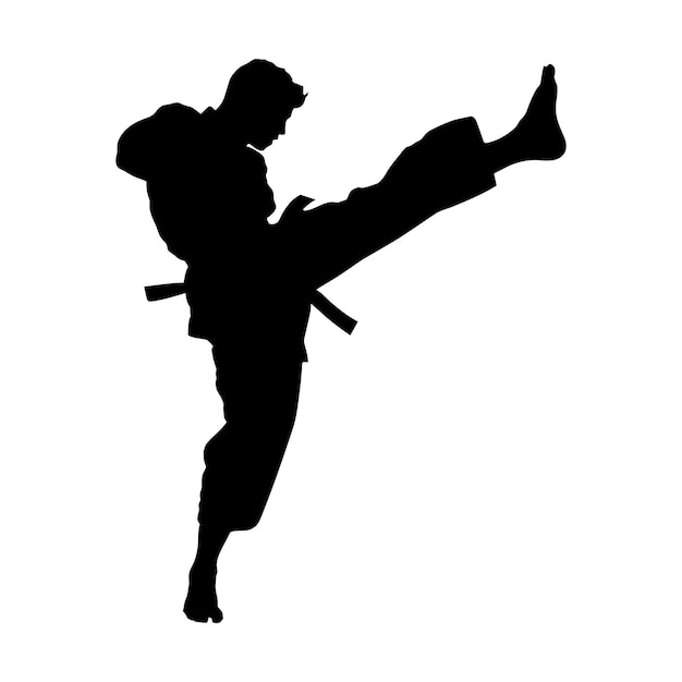 Premium Vector | Silhouette tae kwon do or karate kick full body black ...