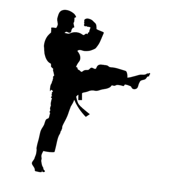 Premium Vector | Silhouette tae kwon do or karate kick full body black ...