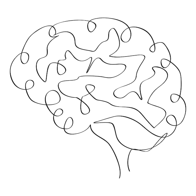 Premium Vector | Simple vector sketch human brain single one line art ...