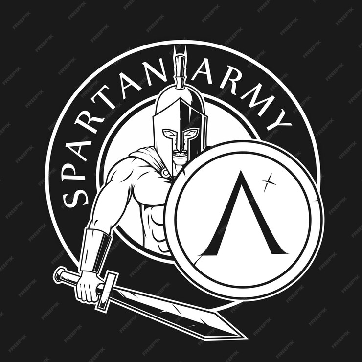 Premium Vector | Spartan army logo illustration monochrome color