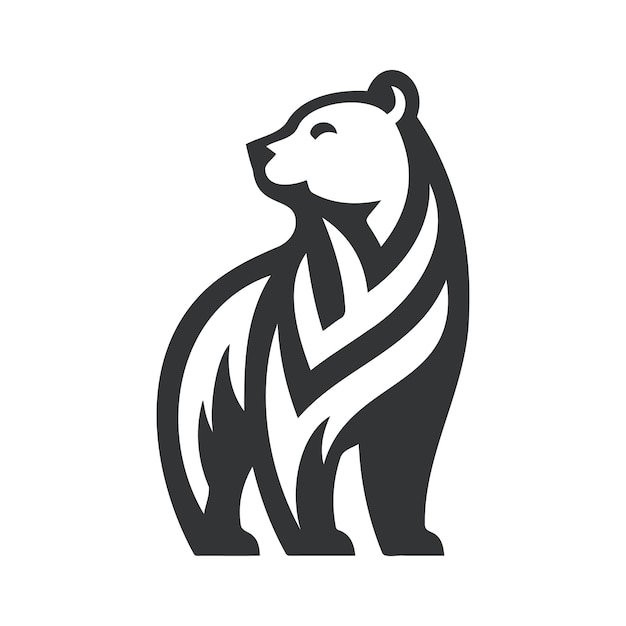 Premium Vector | Stylized black and white bear logo design illustration