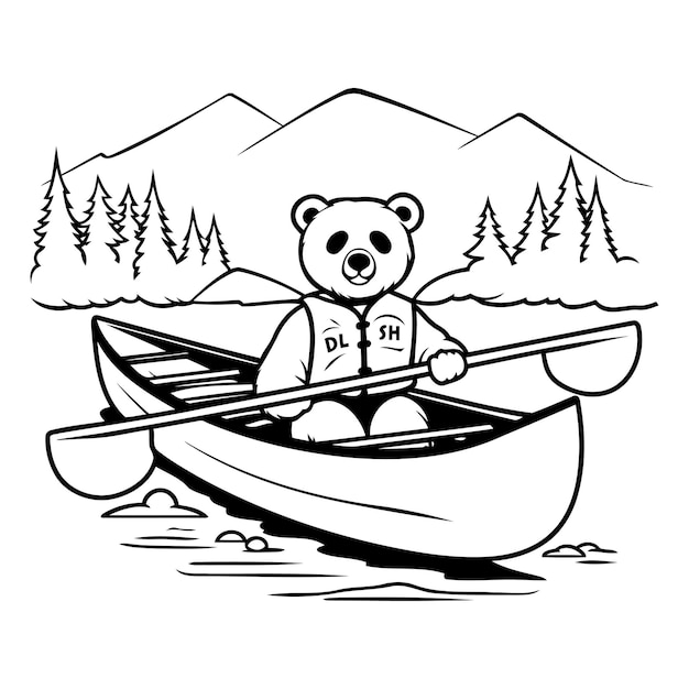 Premium Vector | Teddy bear in a boat on the lake