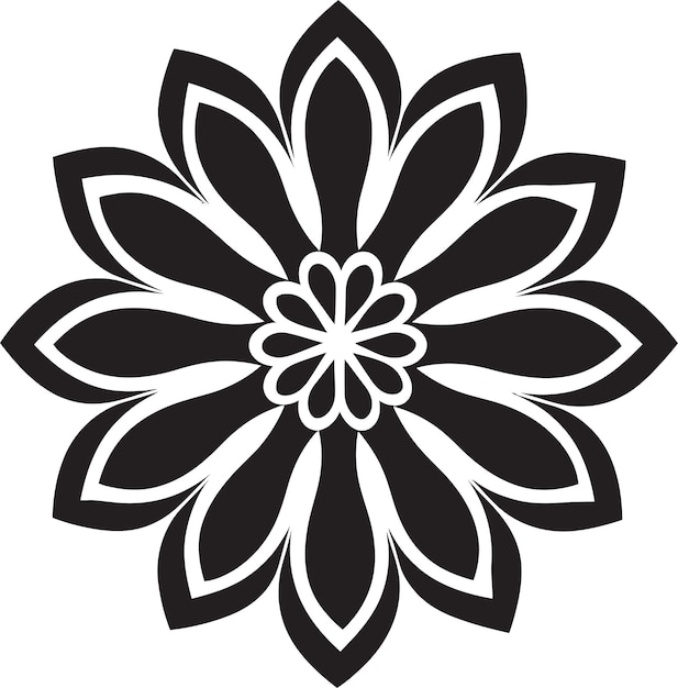 Premium Vector | Thickened petal contour black emblematic design bold ...